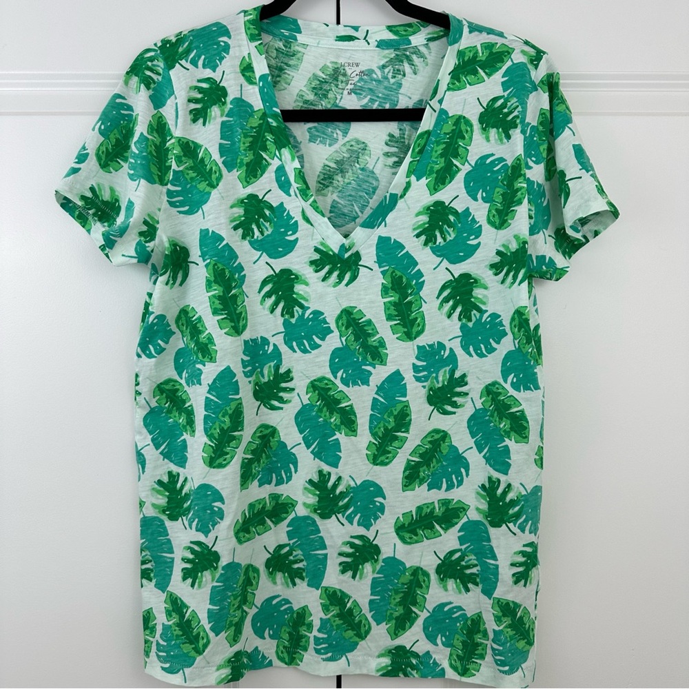 J. Crew women’s short sleeve palm leaves print Medium